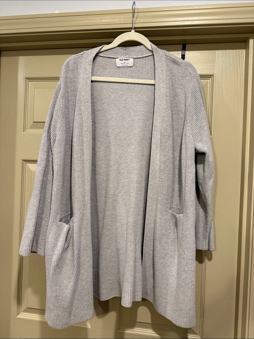 Old Navy Light Gray Open-Front Ribbed Cardigan Sweater